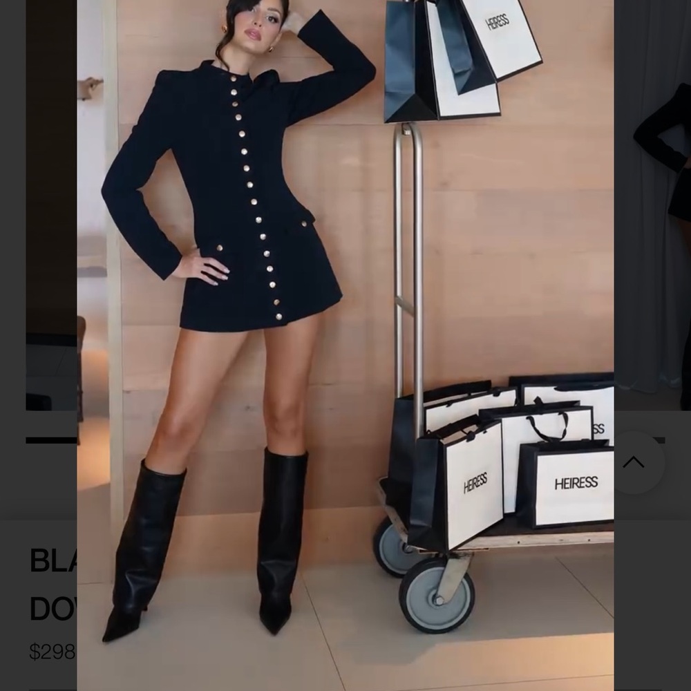 Chic Black Buttoned Blazer Dress - Picture 3 of 6